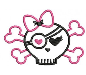 Stickmuster - Skull Princess Schleifchen